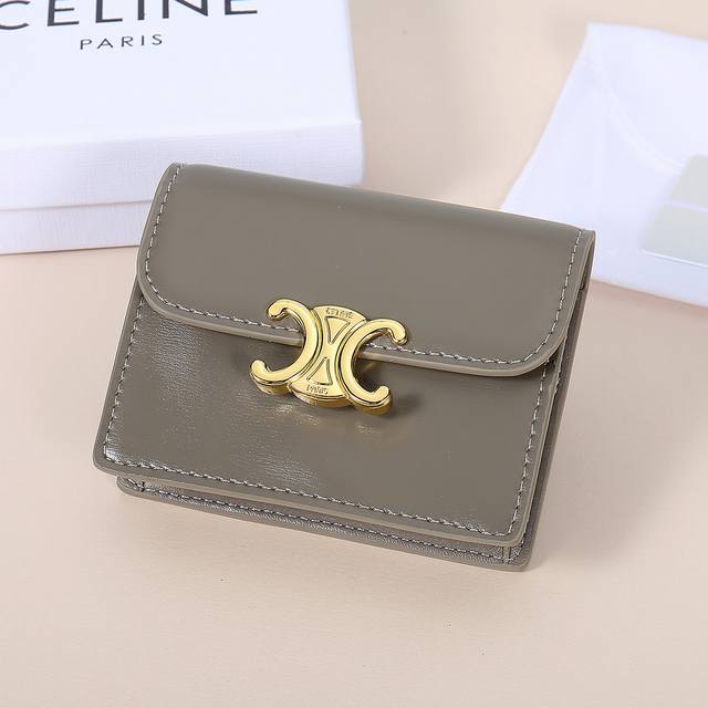 Celine New Card Case, Triomphe Business Card Holder, Cowhide Leather Exterior Wi
