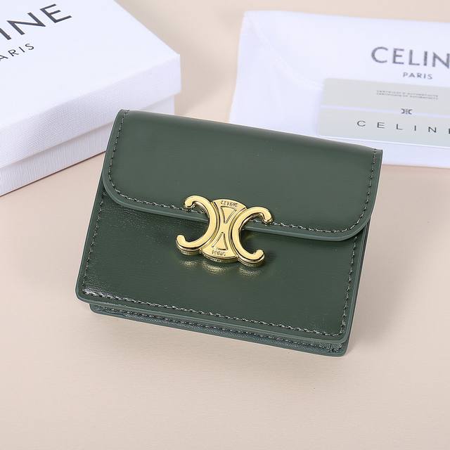 Celine New Card Case, Triomphe Business Card Holder, Cowhide Leather Exterior Wi