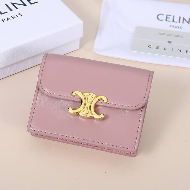 Celine New Card Case, Triomphe Business Card Holder, Cowhide Leather Exterior Wi