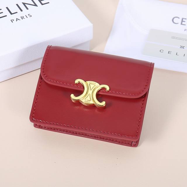 Celine New Card Case, Triomphe Business Card Holder, Cowhide Leather Exterior Wi