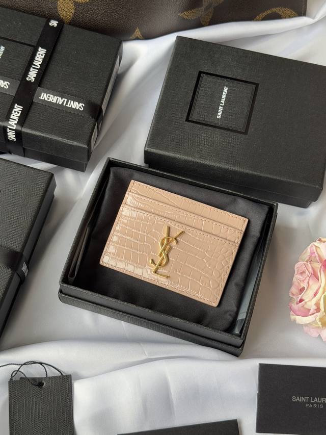 Ysl Recent Classic Card Holder Crocodile Leather Card Holder Credit Card Holder