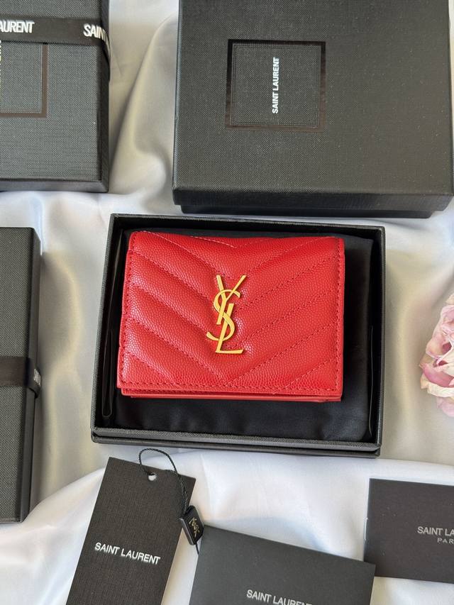 Ysl Home Y-Series Short Wallet Authentic Development Imported Cowhide With Cavia