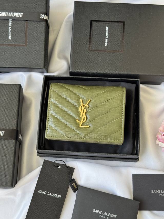 Ysl Home Y Home Short Wallet Authentic Design Imported Cowhide With Caviar-Patte