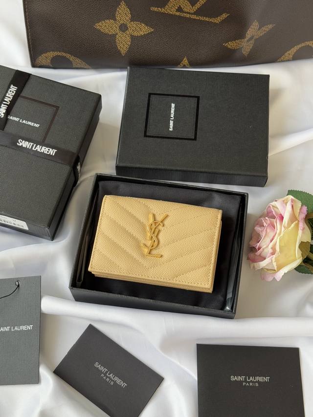 Ysl Home Y Home Short Wallet Authentic Design Imported Cowhide With Caviar-Patte
