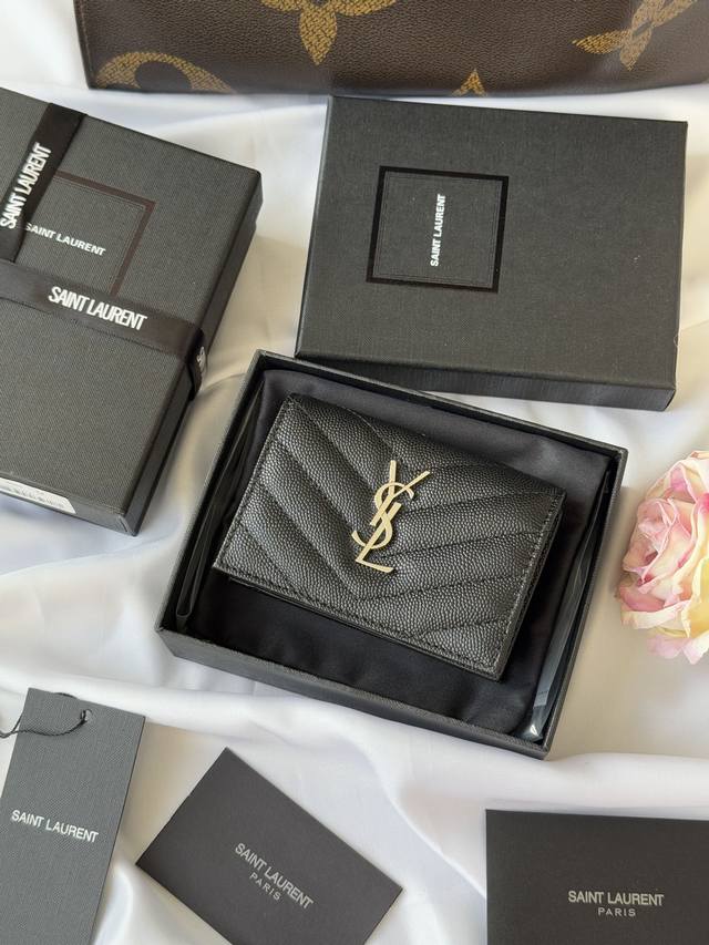 Ysl Home Y Home Short Wallet Authentic Development Imported Cowhide With Caviar-