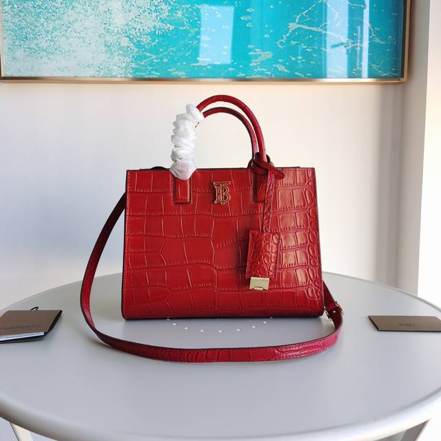 A Structured Tote Bag Crafted From Glossy Short-Nosed Crocodile-Embossed Leather