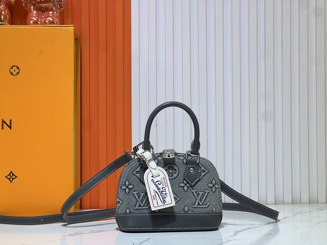 Upgraded Original Embossed Denim Alma Nano Shell Handbag M82717 Mini Shell Bag S