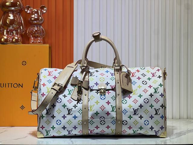 M13742 White And Black Travel Bag Seasonal New Arrival Lv X Tm Keepall Bandouli