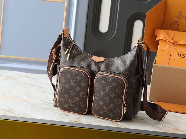 Upgraded Original M12697 Full-Leather Khaki Monogram Bag. Classic Canvas Paired