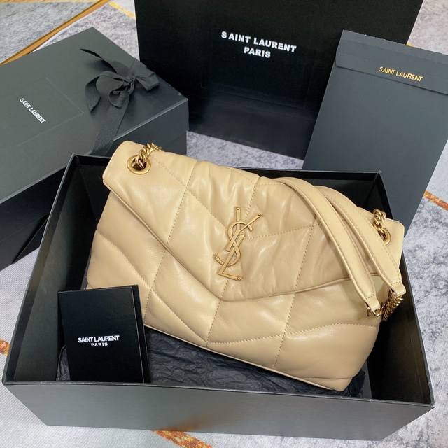 Genuine Original Leather No Packaging Apricot Medium Gold Buckle Loulou Puffer Q