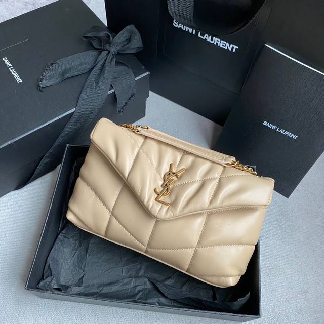 Apricot Gold Buckle Double Chain Loulou Puffer Mini_Mini Double Chain Bag Is Her