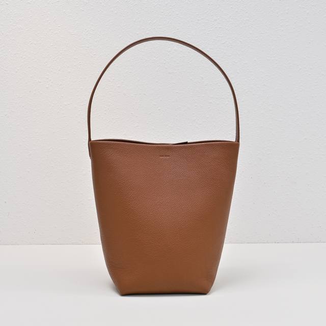 Upgraded Steel-Stamped Logo Medium-Sized Gold-Brown Tr Bucket Bag. The Leather I