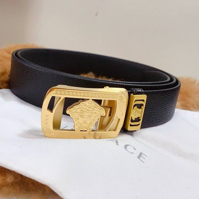 Versace New Pure Steel Automatic Buckle Series, Width 3.5 Cm, Comes With Authent