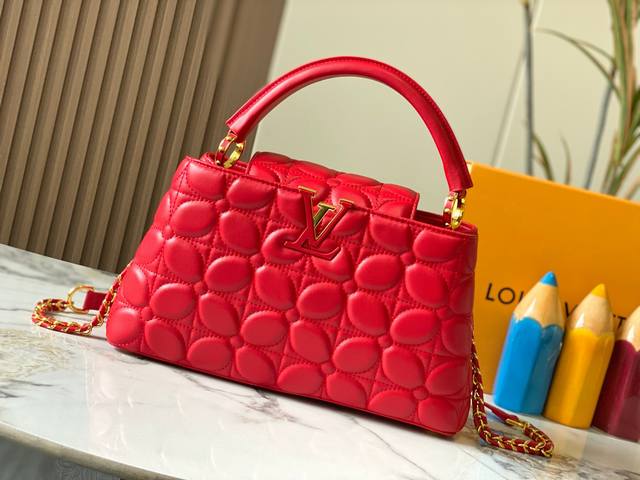 Upgraded Version M23999 Red This Monogram Embroidered Floral Design Emerges From
