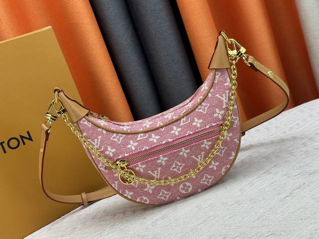 M24846 M81166 M81098 Official New Color Denim Moon Bag Odeo Small Handbag, Featu
