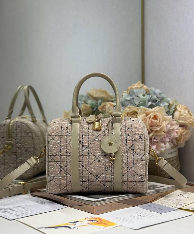Top-Grade Authentic Dior Groove 25 Handbag In Apricot Tweed This Dior Groove 25