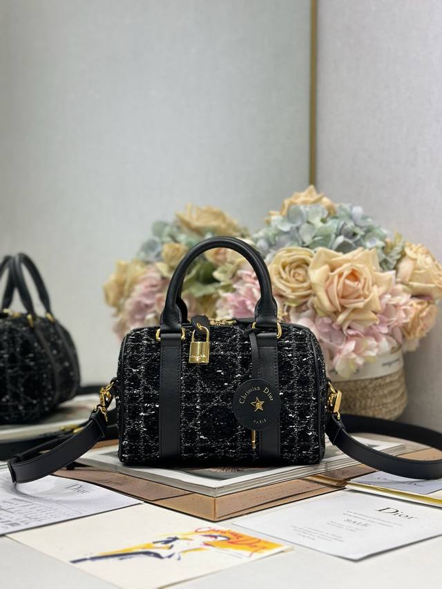 Top-Quality Authentic Dior Groove 20 Handbag, Small Size, Black Tweed. This Dior