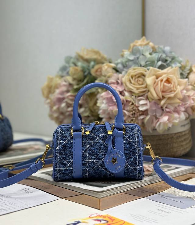 Top-Quality Authentic Dior Groove 16 Mini Handbag In Blue Tweed. This Dior Groov