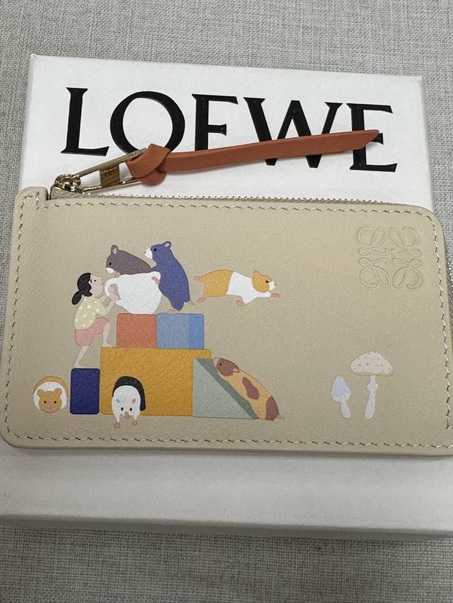 Genuine Leather Loewe Collaboration Card Holder Limited Edition With Matching Pa