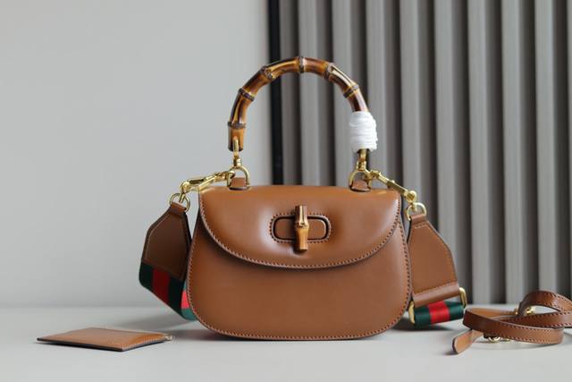 Premium Original Bamboo-Handled Handbag, Small, Brown. The Bamboo-Inspired Handl