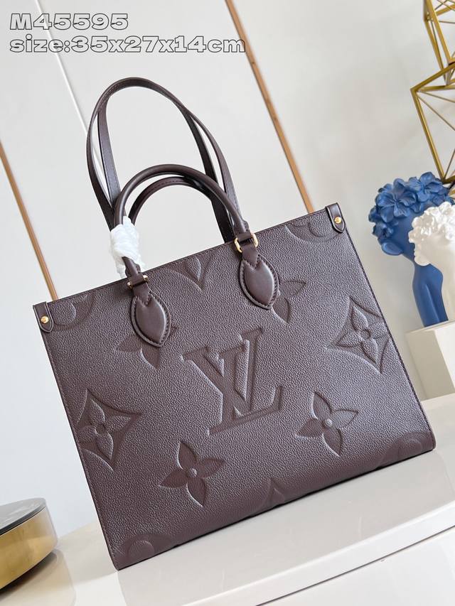 Factory Price P Top-Grade Original M45595 Chocolate Embossed This Onthego Medium