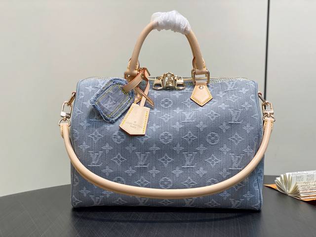 Factory Price P Top-Grade Original M13344 Gray Denim Speedy Pillow Bag Speedy So
