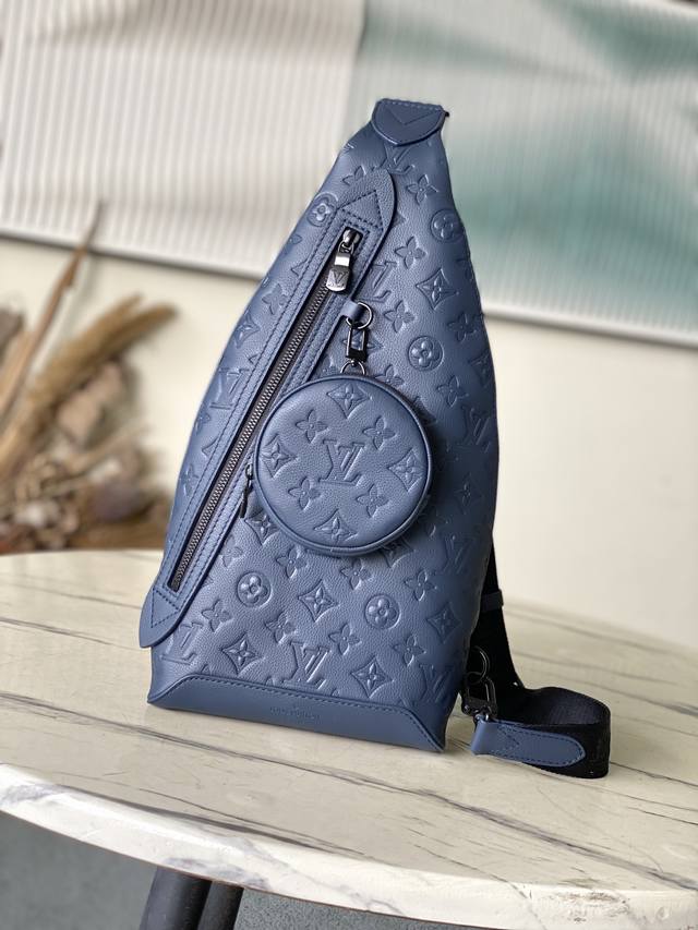 Top-Grain Leather, Premium Genuine Leather, M24467 Deep Blue Monogram Shadow Jm