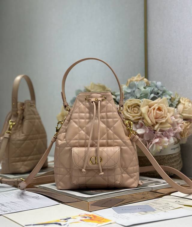 Premium Grade, High Version Small Dior Caro Bucket Bag Pink This Dior Caro Bucke
