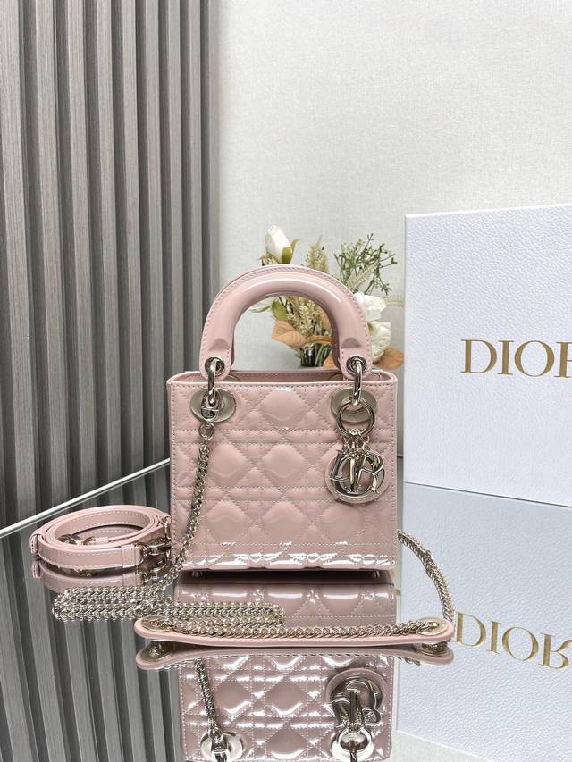 Premium Grade, High Version Classic Lady Diana Three-Compartment Pink Lacquered