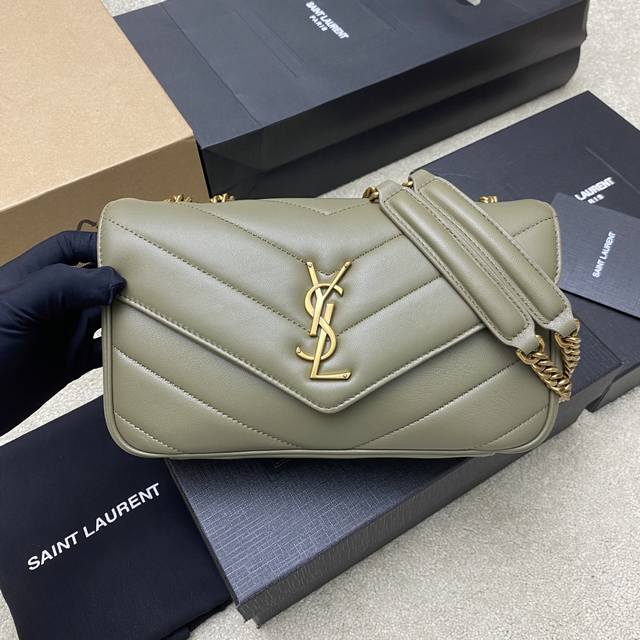 Genuine Leather, Comes With Picture Packaging, Moss Green Lambskin, Antique Gold