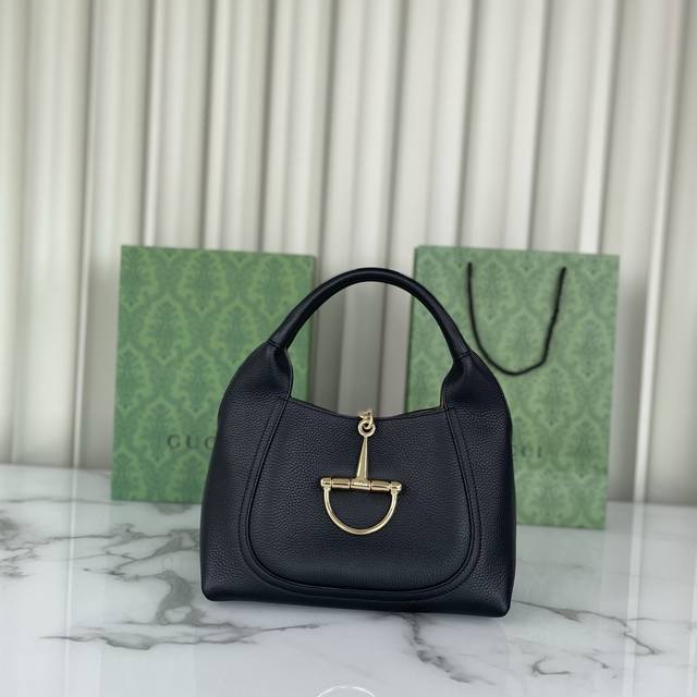 Genuine Leather Gucci Softbit Series Small Shoulder Bag, Featuring A Half Horseb