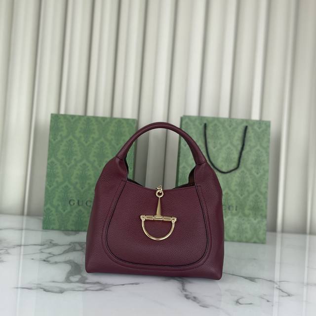 Genuine Leather Gucci Softbit Series Small Shoulder Bag, Featuring A Half Horseb