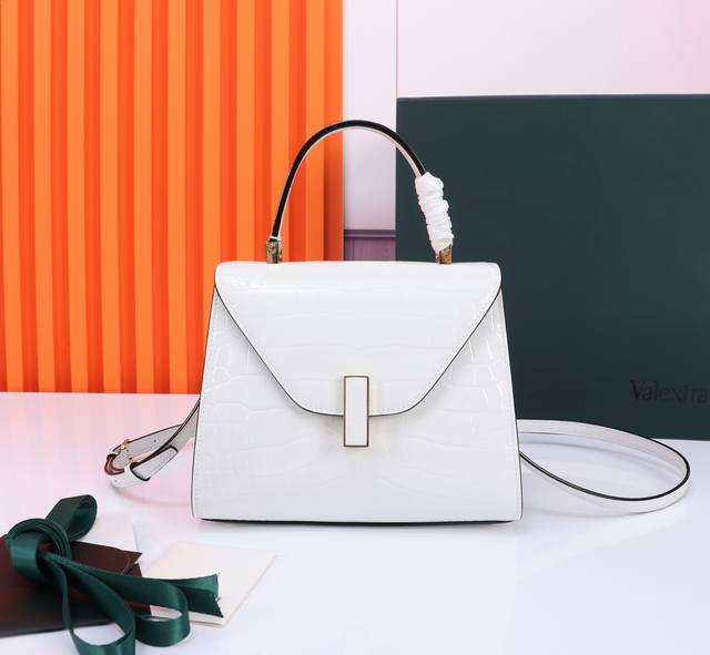 Upgraded Valextra Iside Handbag In The Latest Color, Imported Crocodile-Patterne