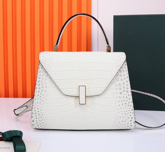 Large Upgraded Crocodile Valextra Iside Handbag In The Latest Color, Imported Cr