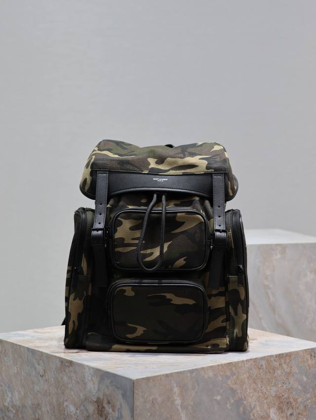 City_Men's Backpack, Hiking Bag, Flip-Top Drawstring Backpack With Snap Closure,