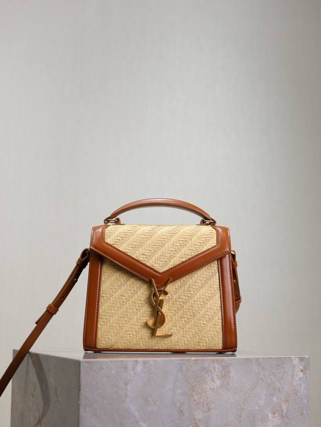 Cassandra Mini_ Woven Design Paired With Top-Grain Leather Briefcase. The Combin