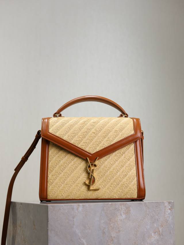 Cassandra_ Briefcase: Woven Design Paired With Top-Grain Leather, The Combinatio