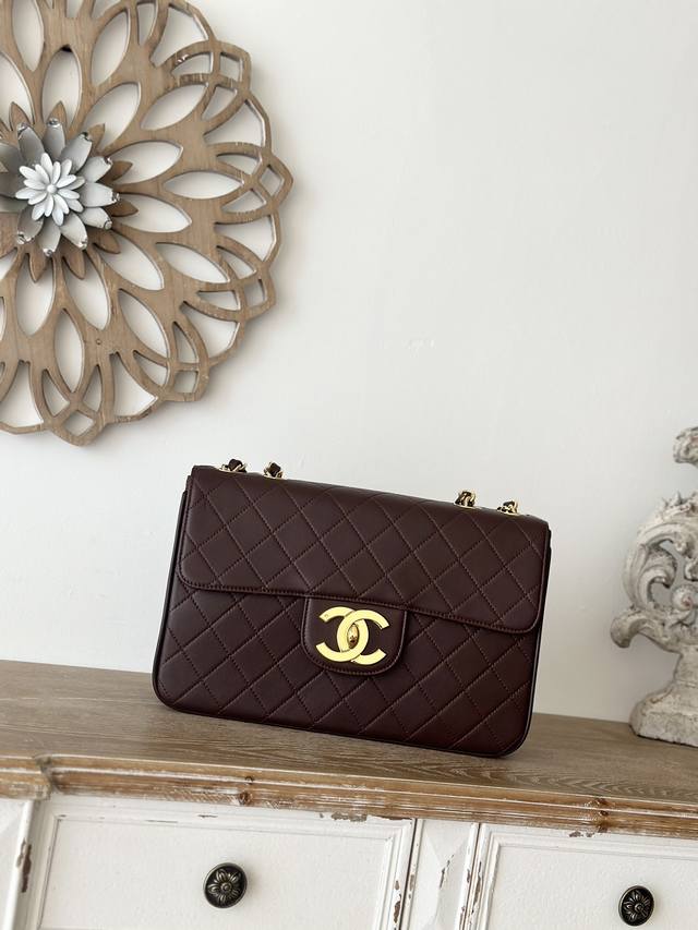 Victoria Beckham's Signature Chanel Lambskin Brown Limited Edition Large Gold Cl