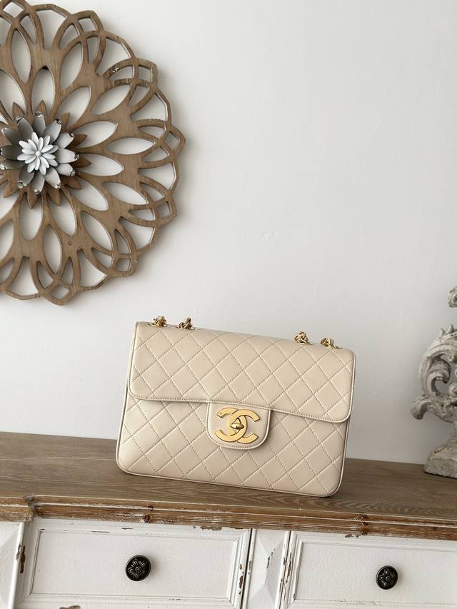Victoria Beckham's Signature Chanel Lambskin Apricot Color Limited Edition Large