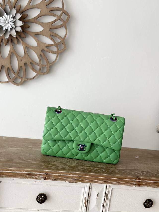 In Stock Chane Imported Lambskin, All-Metal Hardware, New Design: Green And Blue