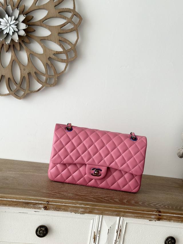 In Stock Chane Imported Lambskin, All-Metal Hardware, New Design: Pink And Yello