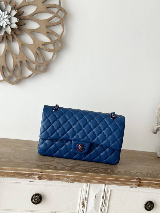 In Stock Chane Imported Lambskin, All-Metal Hardware, New Design: Blue And Rose