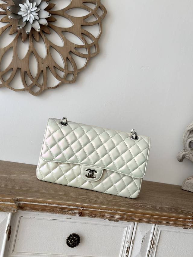 In Stock Chane New Pearlescent Cf Chain Flap Bag, Classic Pearlescent New Color,