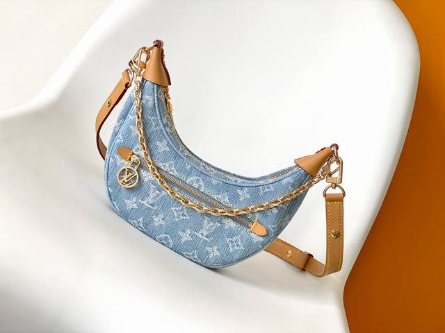 M24846 Light Blue Denim Premium Original Moon Bag Series Loop Moon Bag Nicolas G