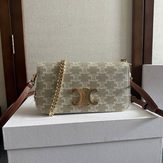 New Arrival Celine New Arrival. Triomphe Canvas Logo Print, Flap With Decorative