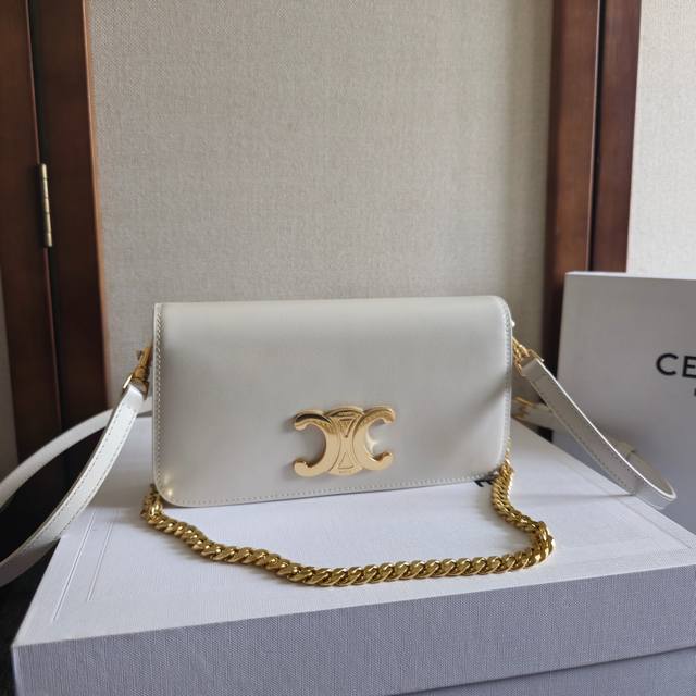 New Arrival Celine New Arrival. Triomphe Canvas Signature Print With A Flap Clos