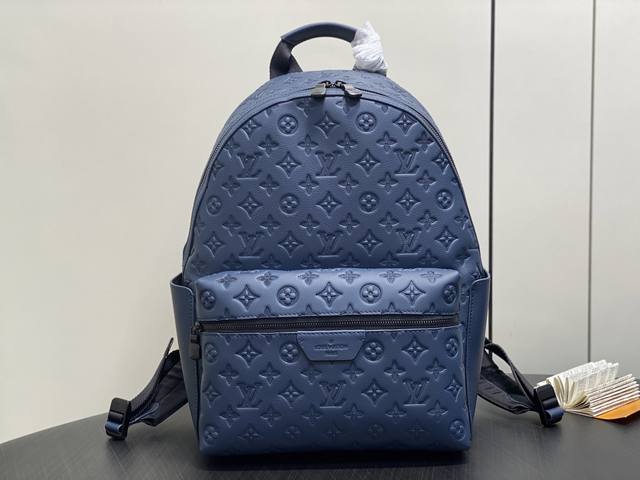Authentic Premium M14884 Deep Blue Matching Shoulder Straps Full Leather Embosse