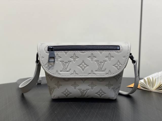 Original Premium M14794 Gray Full Leather Embossed Men's Briefcase Pulse Mini Ha