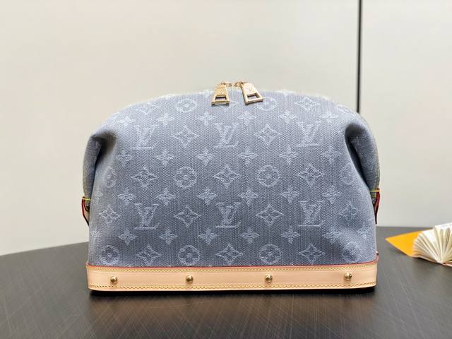 Authentic Premium M13750 Gray Denim Cosmetic Bag Pochette Cosm Tique Large Cosme