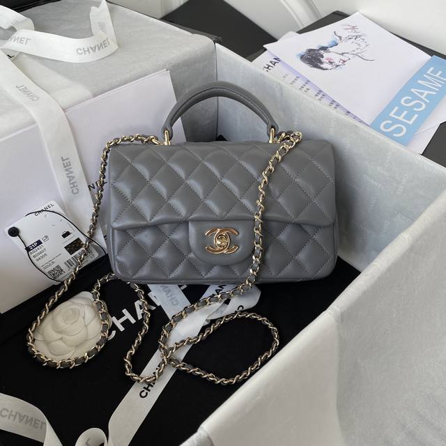 Light Gold Chanel 21K Latest Mini Cf Handle Handbag As2431 Classic Diamond-Quilt